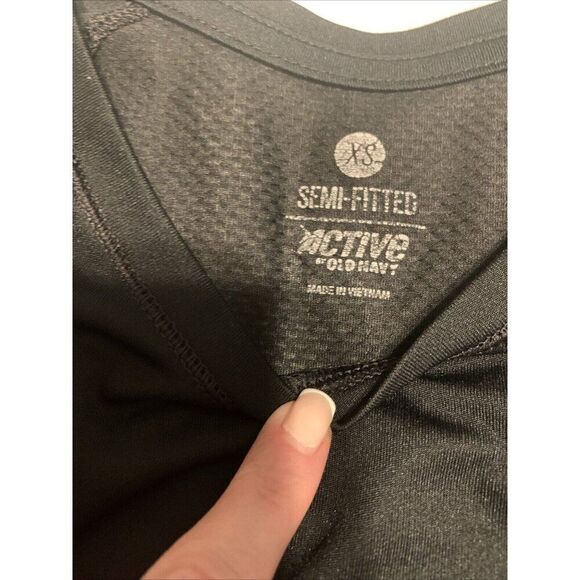 Old Navy Solid Black Active Semi Fitted Shirt Sleeve Top T Shirt Xs - Picture 3 of 4